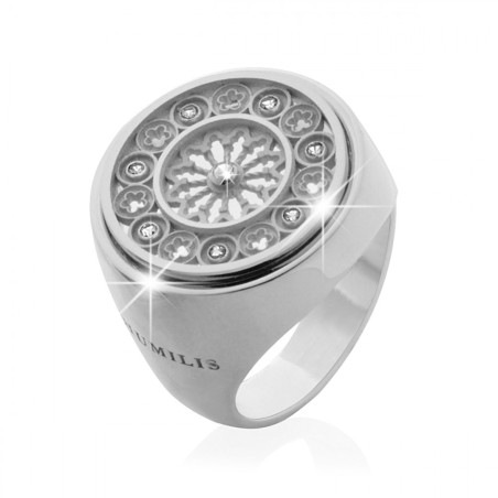 Sterling silver ring Canticum Rose Window Saint Francis Basilica of Assisi with zirconia