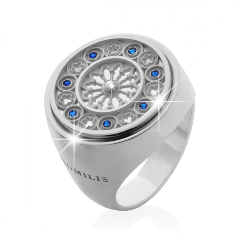 Anello Rosone Assisi Canticum Basilica San Francesco in argento con zirconi