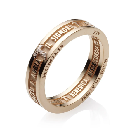 Gold ring Blessing of St. Francis with diamonds