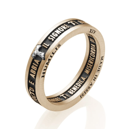 Gold ring Blessing of St. Francis with diamonds