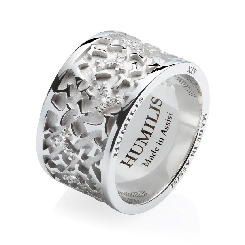 Gold Classic Random collection ring Franciscan Tau cross with diamonds