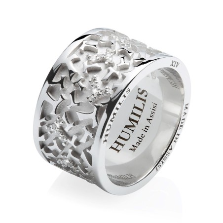 Gold Classic Random collection ring Franciscan Tau cross with diamonds