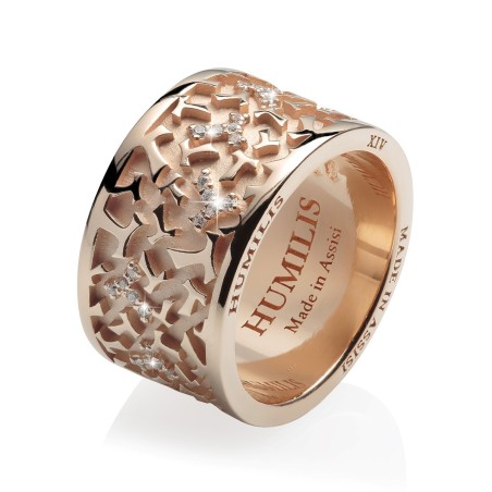Gold Classic Random collection ring Franciscan Tau cross with diamonds