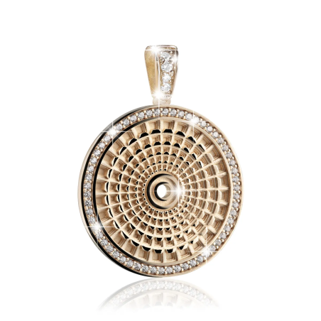 Sterling silver Rome small Pantheon round pendant with zirconia