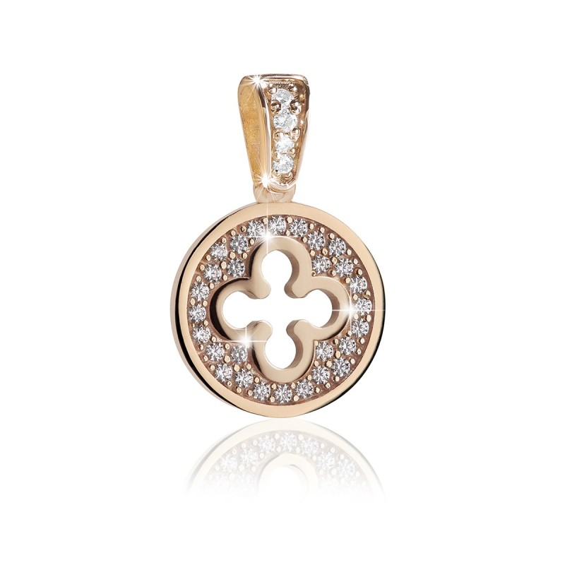 Sterling silver Iter Venice small pendant with Palazzo Ducale's quadrilob flower and zirconia
