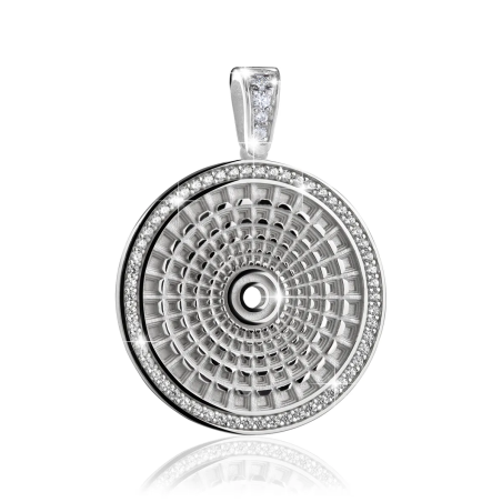 Gold Rome small Pantheon round pendant with diamonds