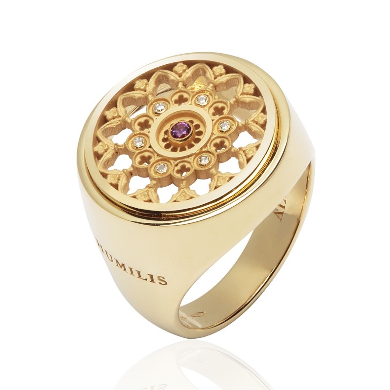 Anello Rosone duomo Firenze in argento con zirconi