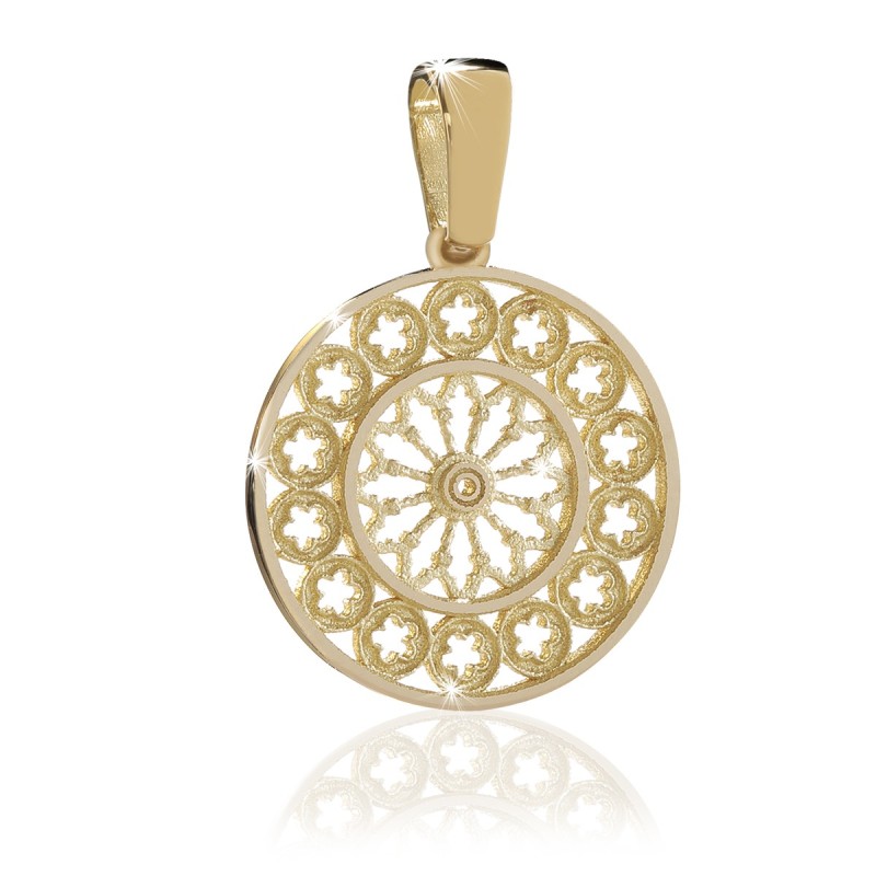 Sterling silver Basilica of St. Francis rosewindow medium pendant