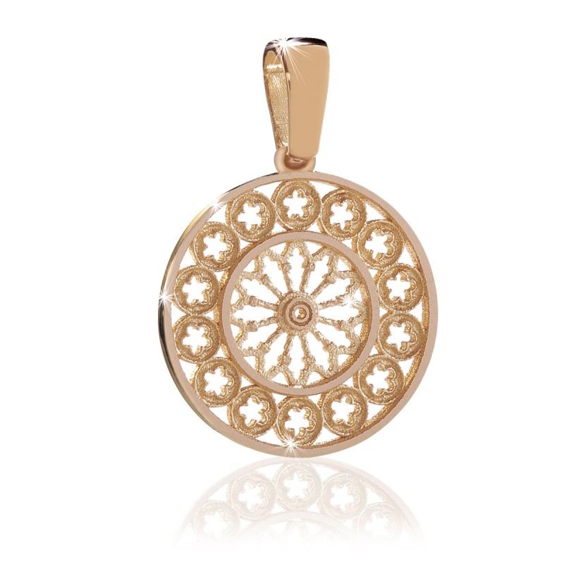 Sterling silver Basilica of St. Francis rosewindow medium pendant