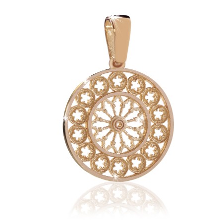 Gold Basilica of St. Francis rosewindow medium pendant
