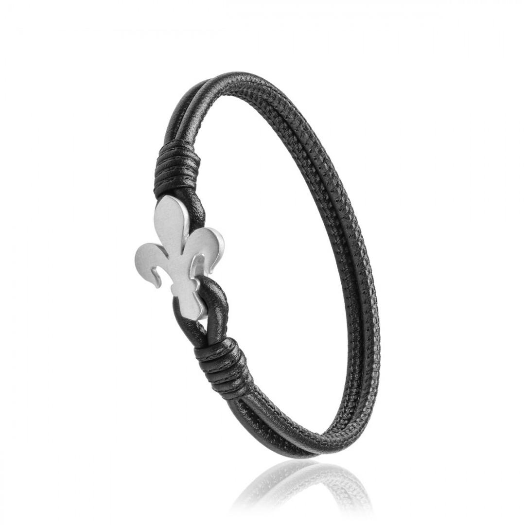 Humilis real laether bracelet with sterling silver Lily clasp