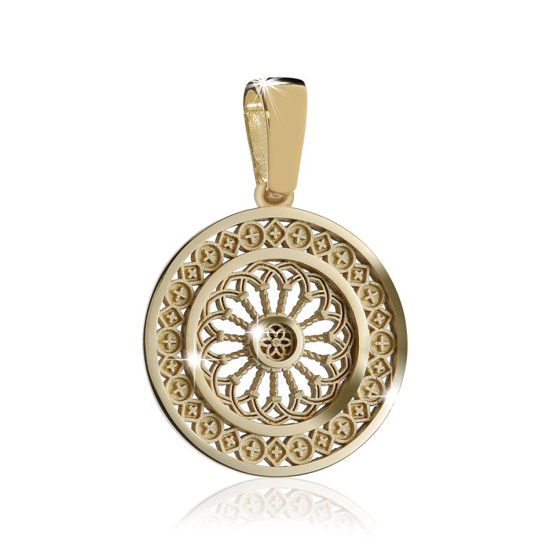 Sterling silver St. Clare's Basilica rosewindow medium pendant