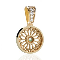 Gold St. Clare's Basilica rosewindow small pendant with stones