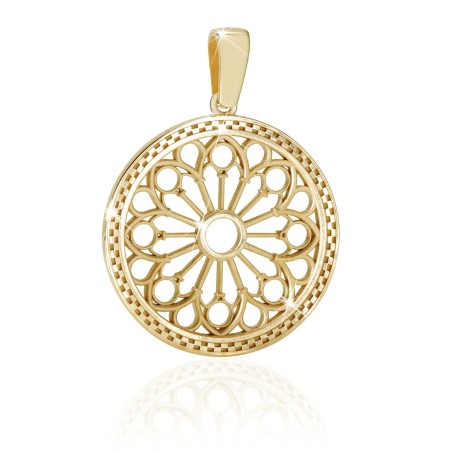 Sterling silver St. Antony from Padua rosewindow medium pendant