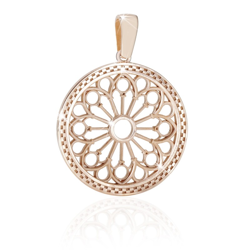 Sterling silver St. Antony from Padua rosewindow medium pendant