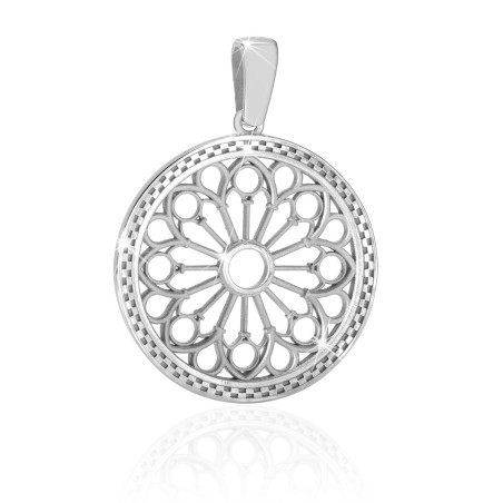 Gold St. Antony from Padua rosewindow medium pendant