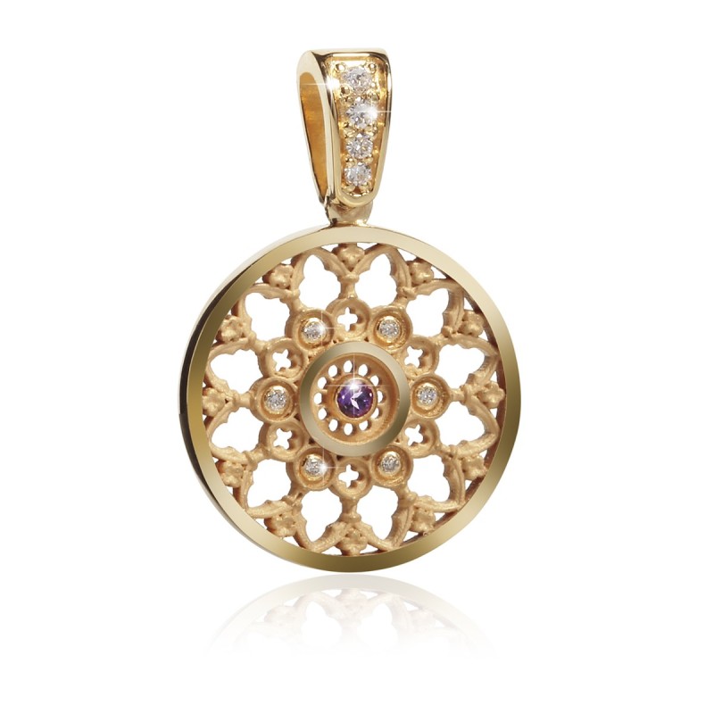 Pendente Rosone Duomo Firenze in argento con zirconi