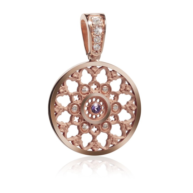 Pendente Rosone Duomo Firenze in argento con zirconi