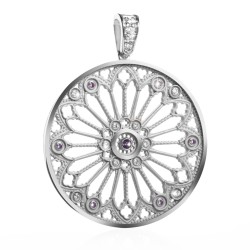 Pendente Rosone grande Duomo Firenze in argento con zirconi