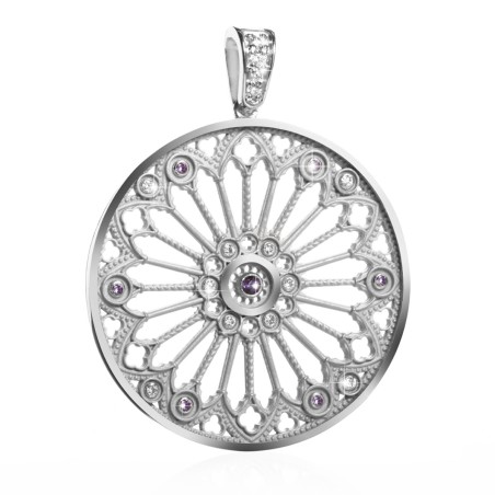 Sterling silver rosewindow Cathedral of Florence big pendant with zirconia