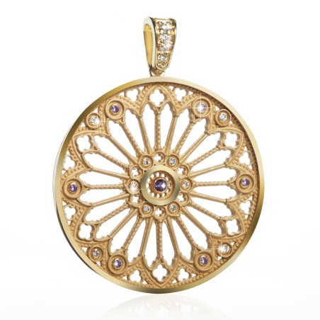 Pendente Rosone grande Duomo Firenze in argento con zirconi