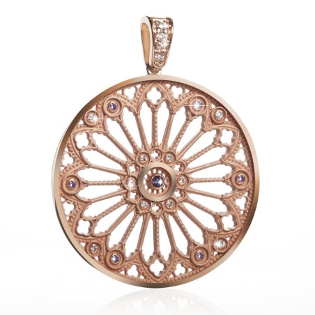 Pendente Rosone grande Duomo Firenze in argento con zirconi