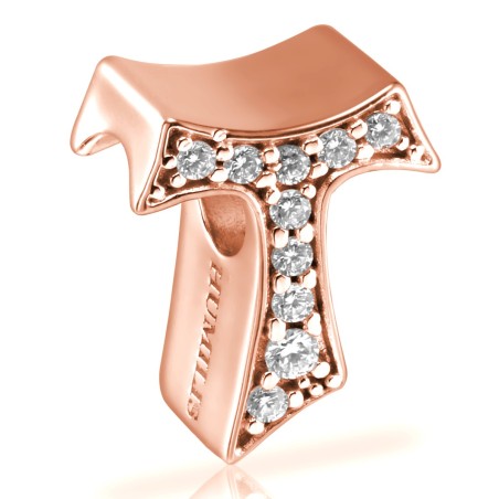 Sterling silver Sign charm Franciscan Tau cross with zirconia
