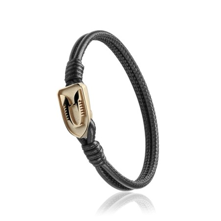 Bracciale Iter Venezia ferri di prua o rostro gondola in pelle nera e argento