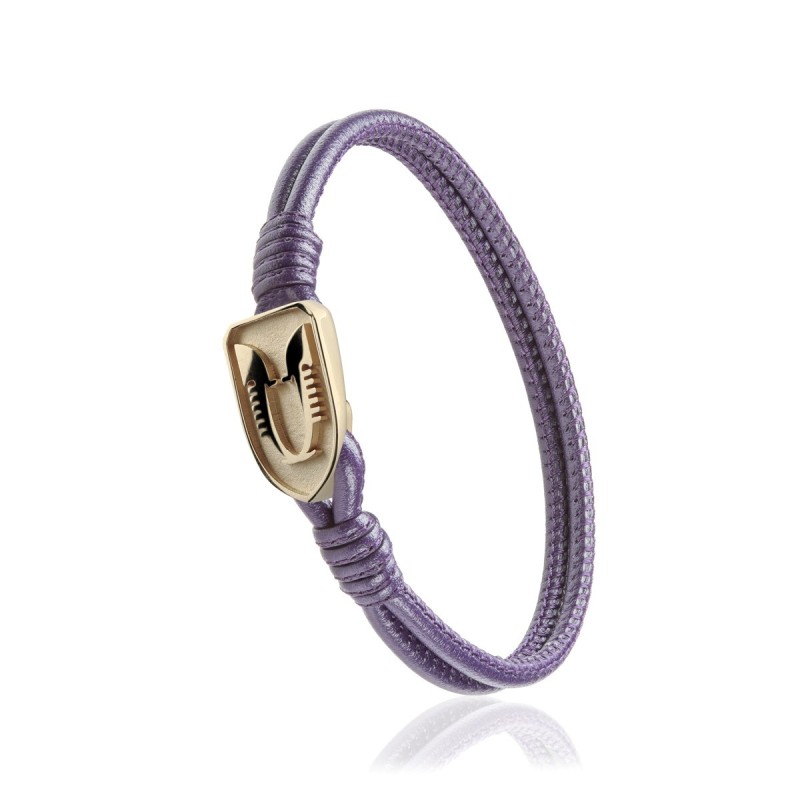 Bracciale Iter Venezia ferri di prua o rostro gondola in pelle viola e argento