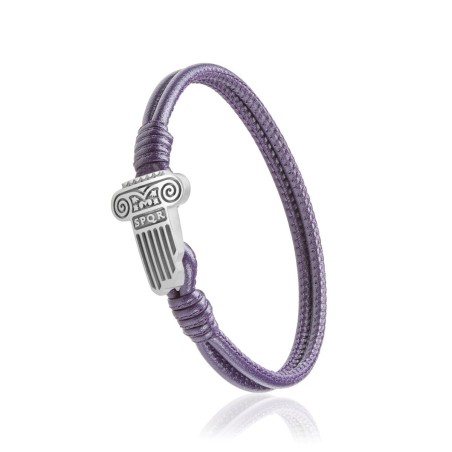 Bracciale Iter Roma capitello romano in pelle viola e oro