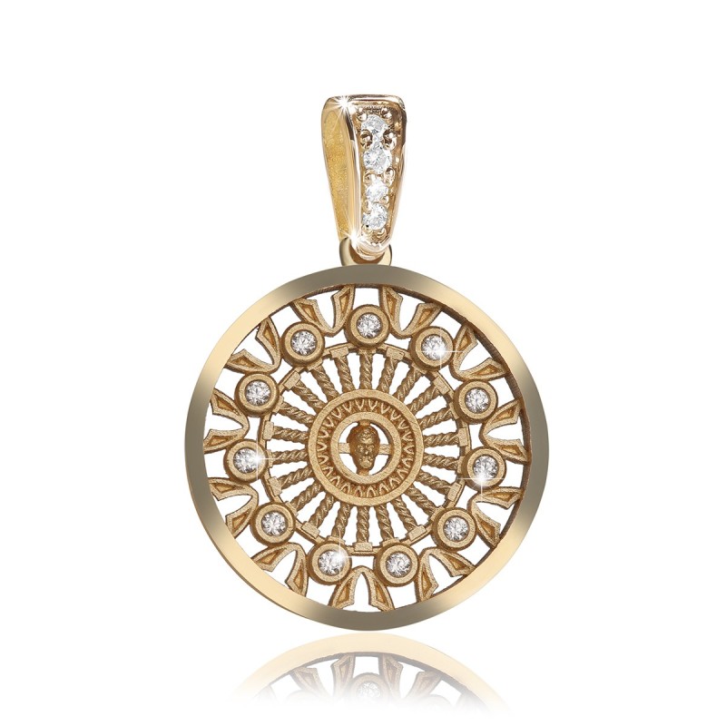 Pendente Rosone piccolo Duomo Orvieto in oro con diamanti