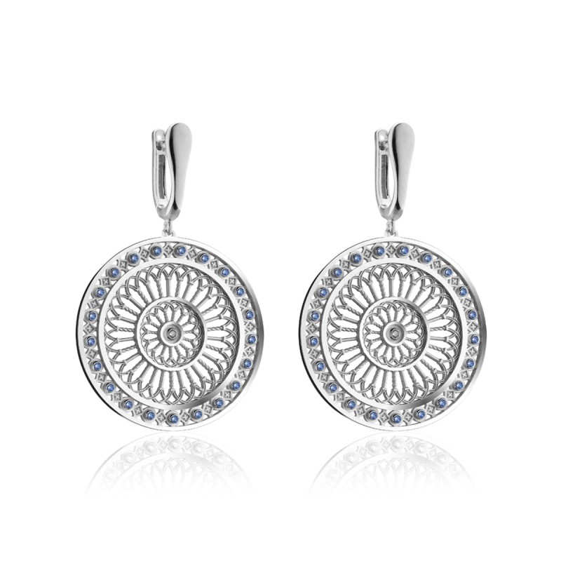 Gold St. Clare rosewindow Canticum collection earrings with stones