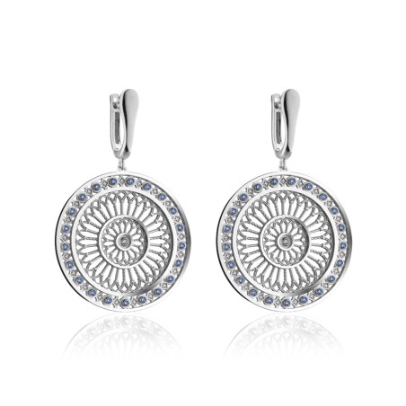 Gold St. Clare rosewindow Canticum collection earrings with stones