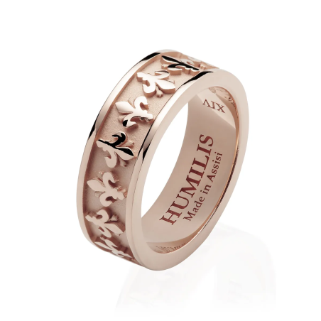 Sterling silver Iter Florence band ring with Florentine lily