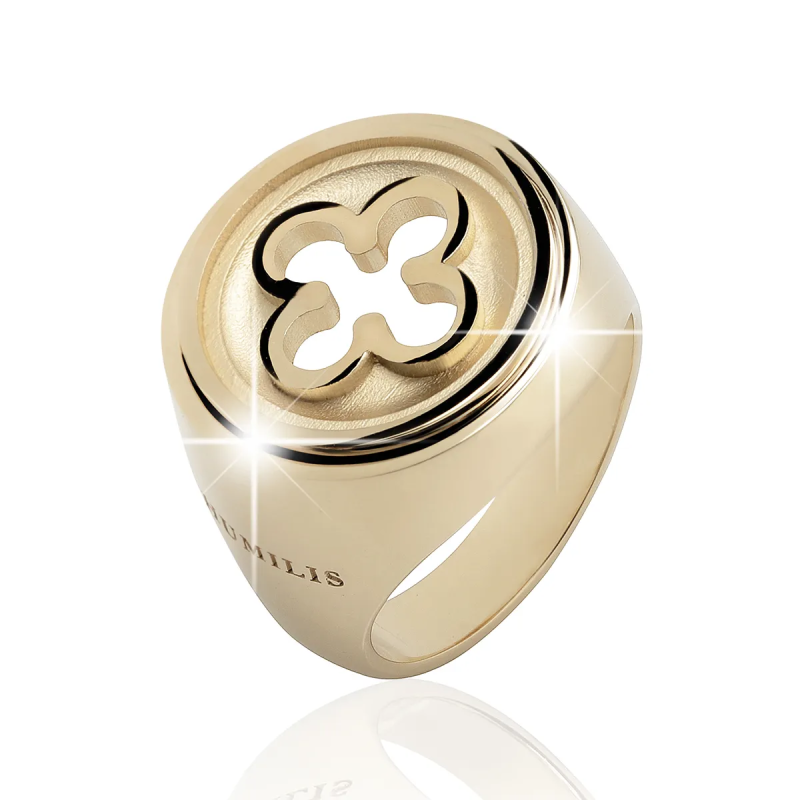 Anello chevalier Iter Venezia fiore quadrilobo Palazzo Ducale in argento