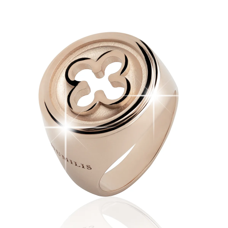 Sterling silver Iter Venice chevalier ring with Palazzo Ducale's quadrilob flower