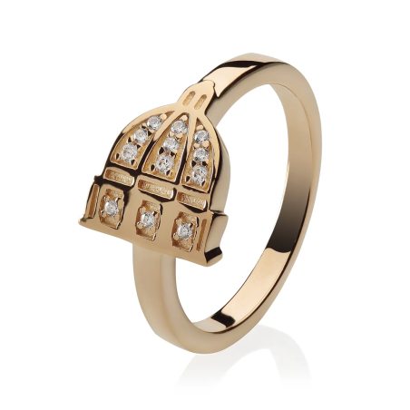Gold Iter Rome ring St. Peter's Basilica with zirconia