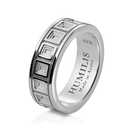 Gold Iter Rome ring band with Pantheon dome coffered