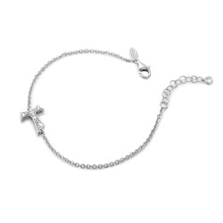 Sterling silver Sign bracelet with Franciscan Tau cross with zirconia