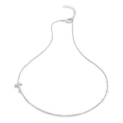 Sterling silver necklace Sign collection, with Tau cross and zirconia