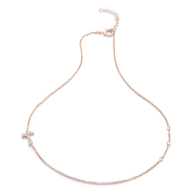 Collana Segno Tau francescano in argento e zirconi