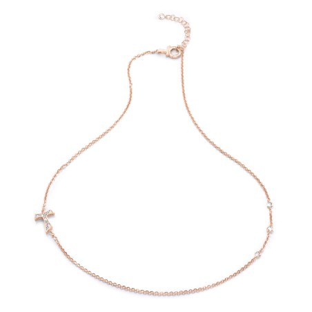 Collana Segno Tau francescano in argento e zirconi