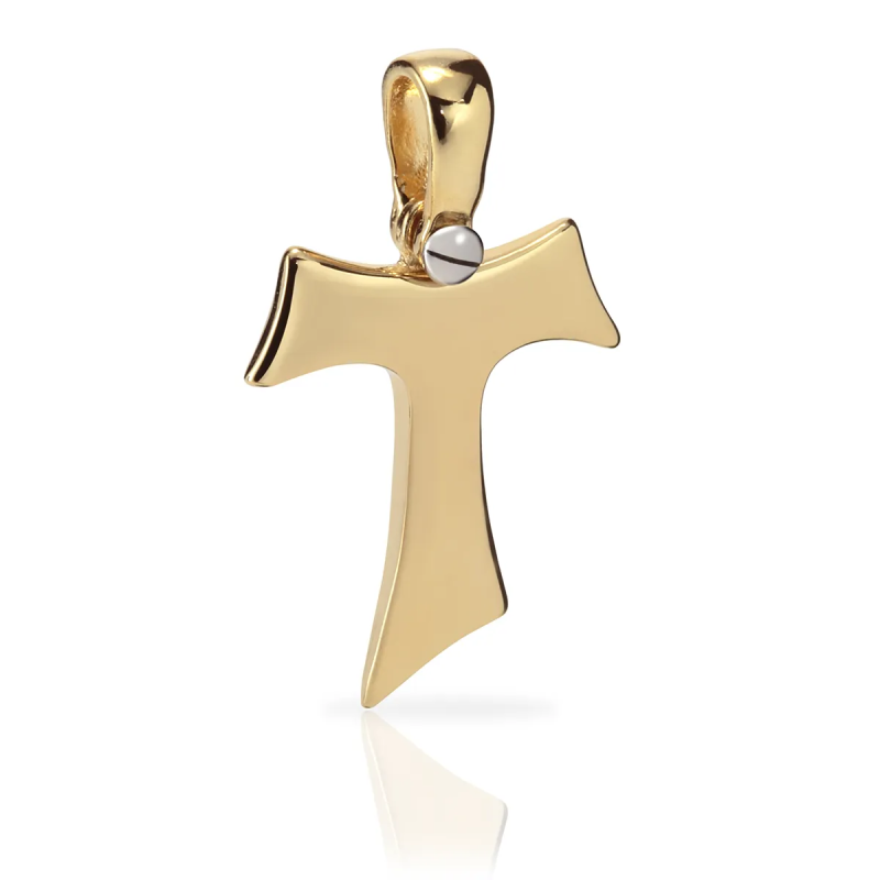 Croce Segno Tau francescano in oro