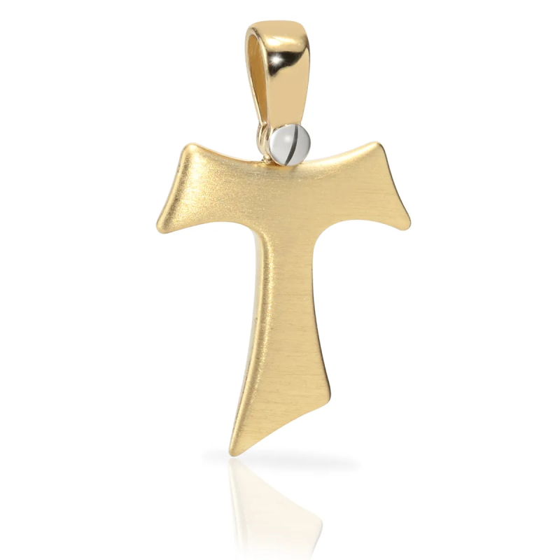 Croce Segno Tau francescano in oro