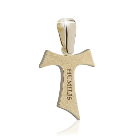 Croce Segno Tau francescano scavato in oro
