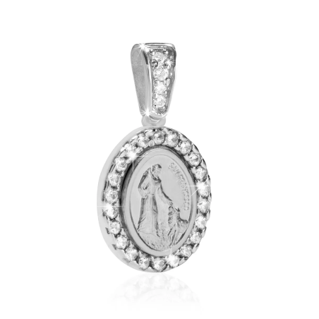 Medaglia San Francesco e il Lupo in argento con pietre