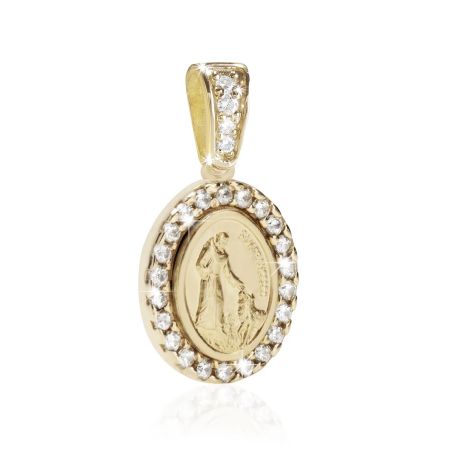 Gold St. Francis and the wolf medal with stones