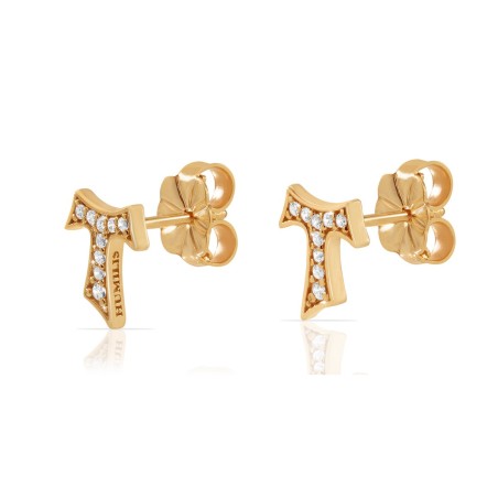 Sterling silver Tau cross earrings with zirconia