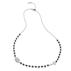 Collana Rosario Tau girocollo con San Francesco e Madonna con decina di grani in onice