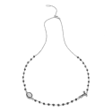 Collana Rosario Tau girocollo con San Francesco e Madonna con zirconi e decina di grani in onice